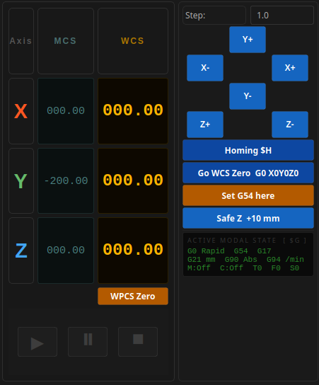 Position Display & Jog Controls